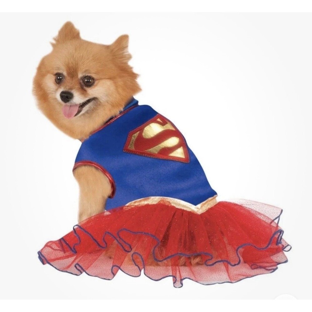Small Super Hero DC Comics Super Girl Pet dog cat Halloween costume tutu Maltese